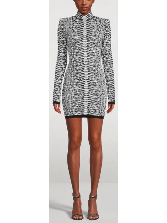 Python Textured Knit Mini Dress - Branna Couture