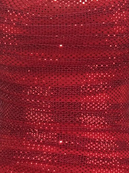 Red Sequin Draped Mini Dress with Feather Hem - Dresses