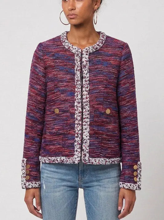 Red and Blue Tweed Jacket with Gold Buttons - S - Jackets