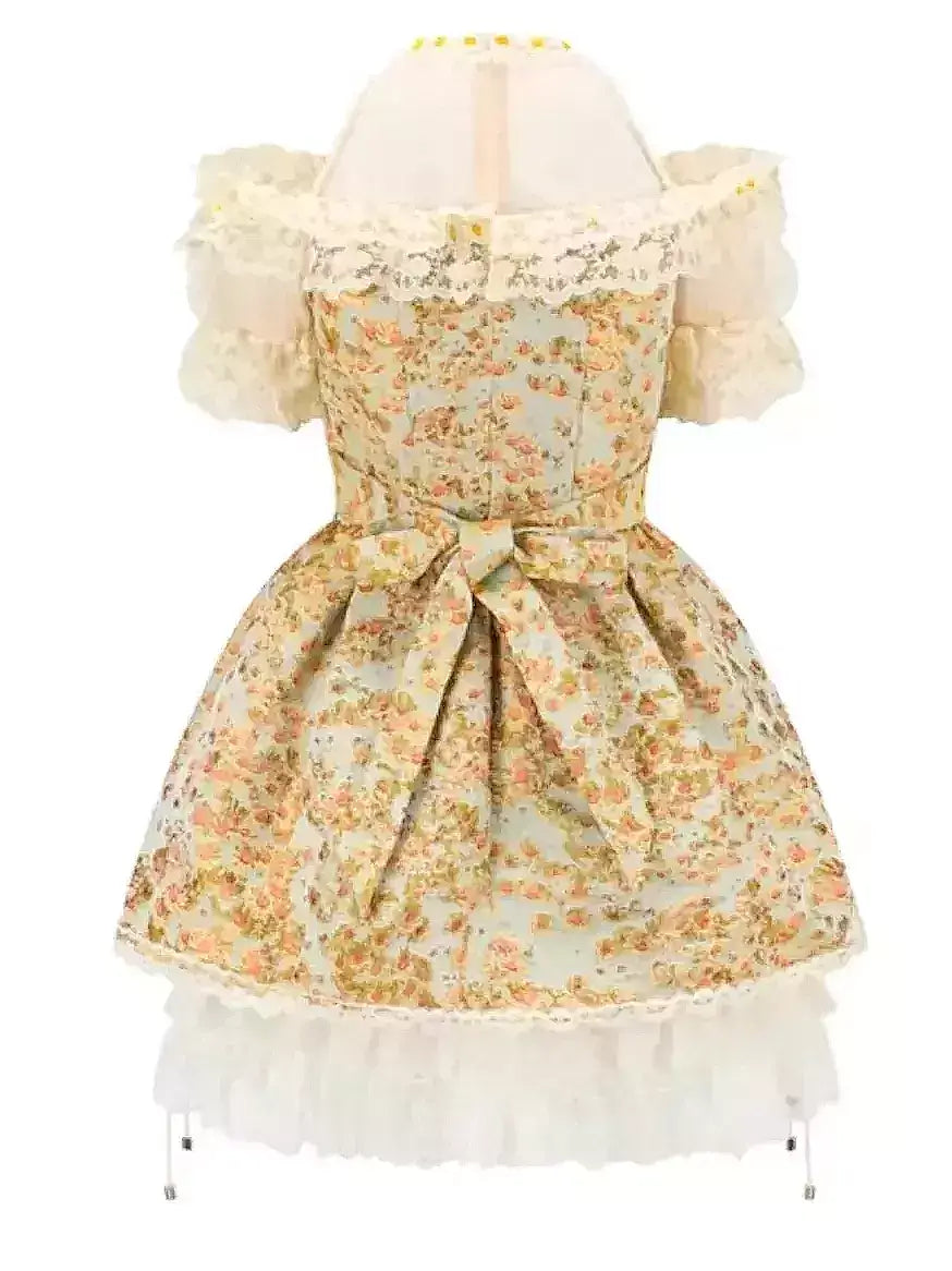 Renaissance Floral Lace Corset Mini Dress - Dresses