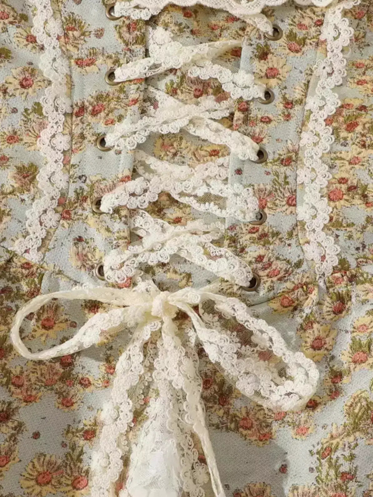 Renaissance Floral Lace Corset Mini Dress - Dresses