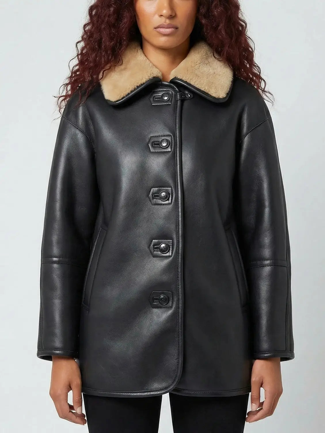Reversible Shearling & Leather Button-Front Jacket - Jackets