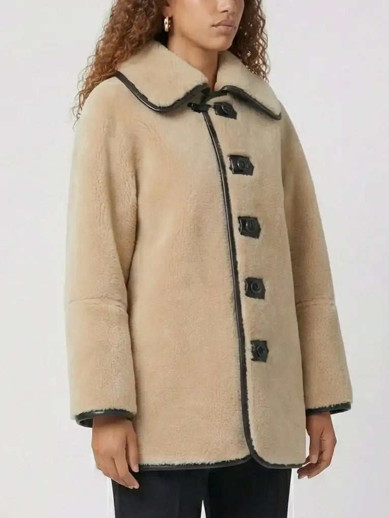 Reversible Shearling & Leather Button-Front Jacket - Jackets