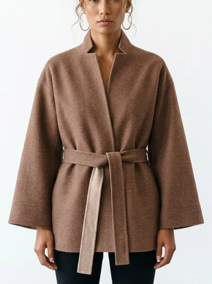 Reversible Wool Cashmere Belted Jacket - Jackets