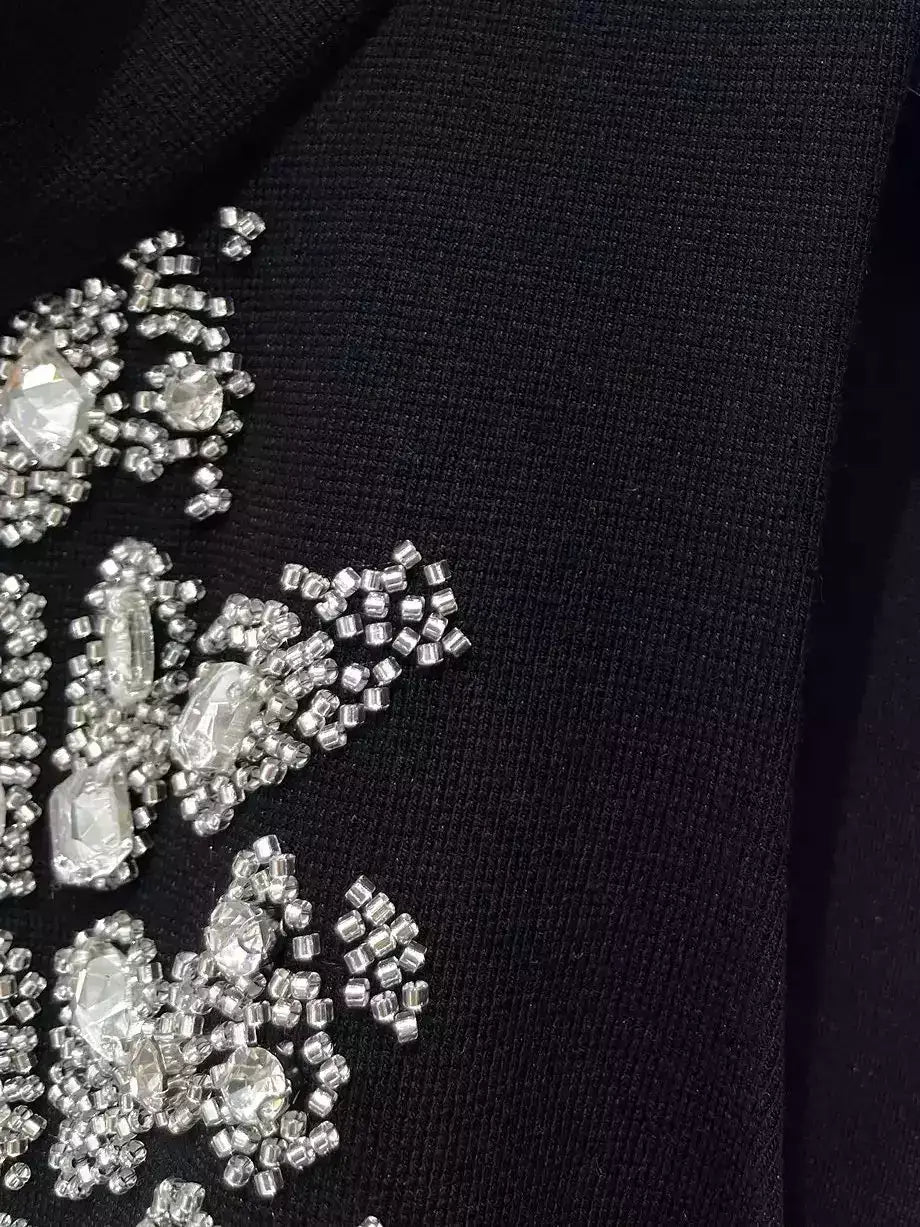 Rhinestone-Embellished Halter-Neck Mini Dress - Dresses