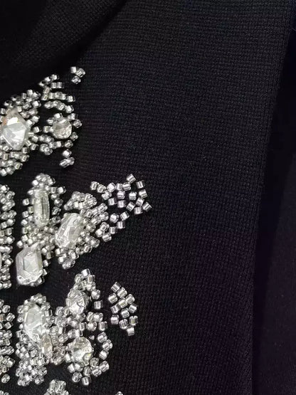 Rhinestone-Embellished Halter-Neck Mini Dress - Dresses