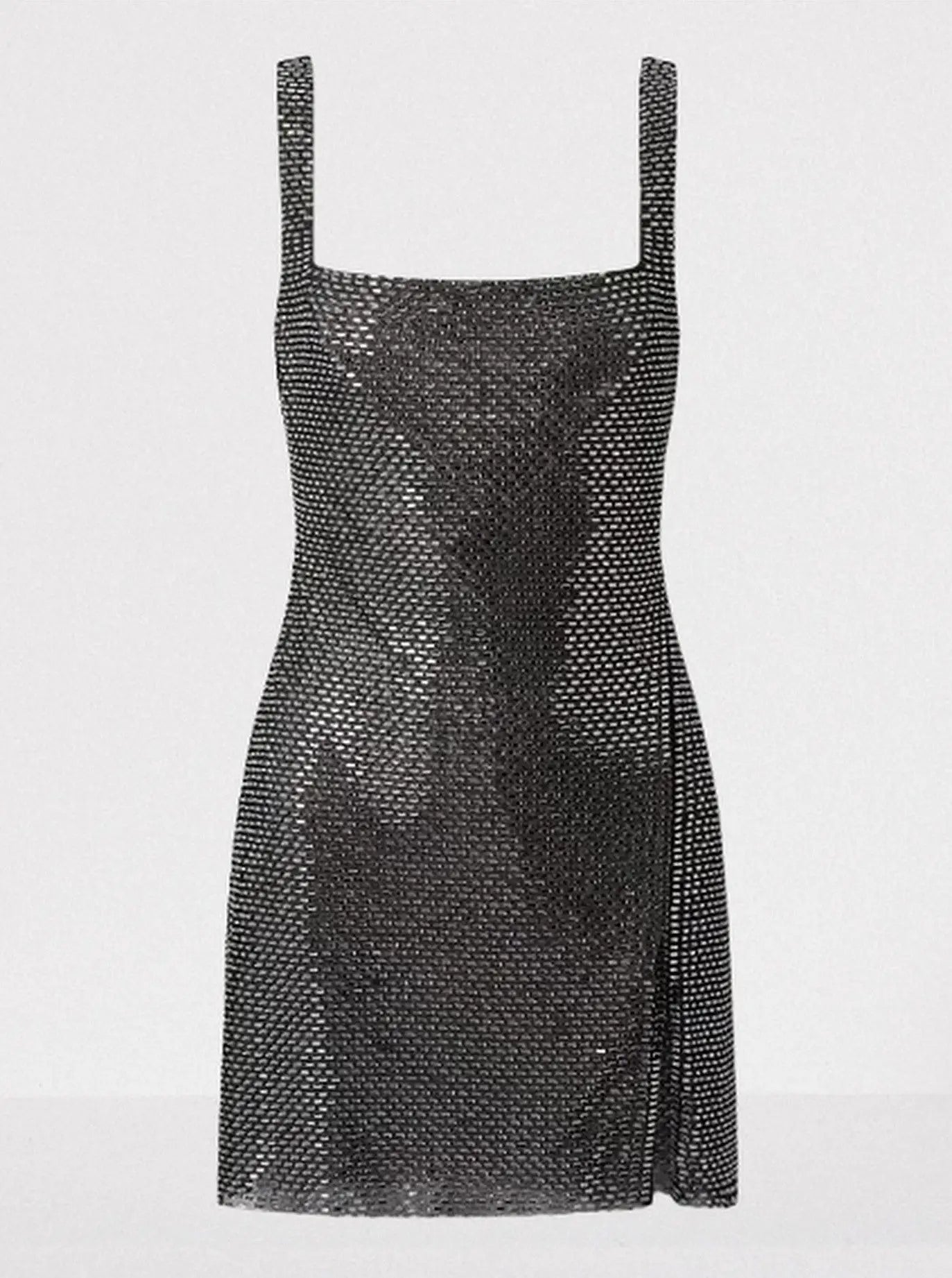 Rhinestone Square-Neck Mini Dress - Dresses