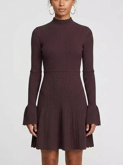 Chevron Knit Wool-Blend Short Dress - XS - Dresses