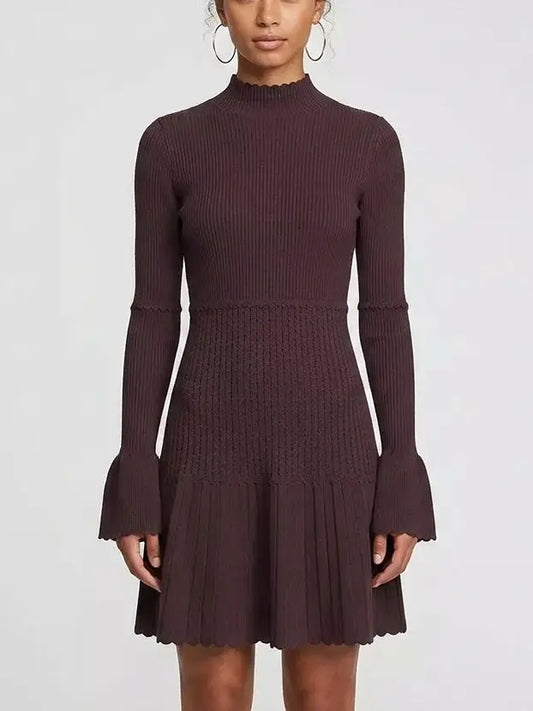 Chevron Knit Wool-Blend Short Dress - XS - Dresses