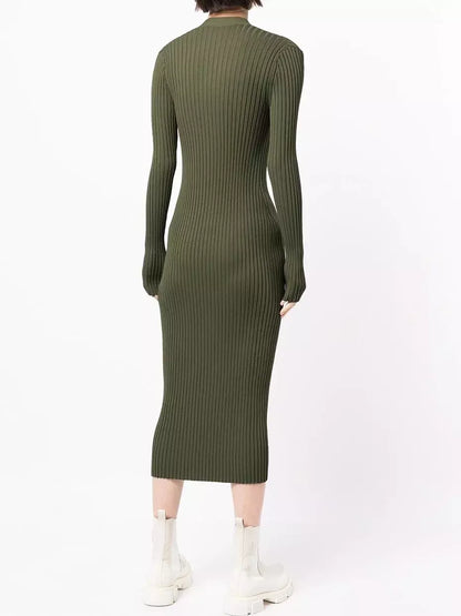 Ribbed Knit Cardigan Dress with Latch Hooks