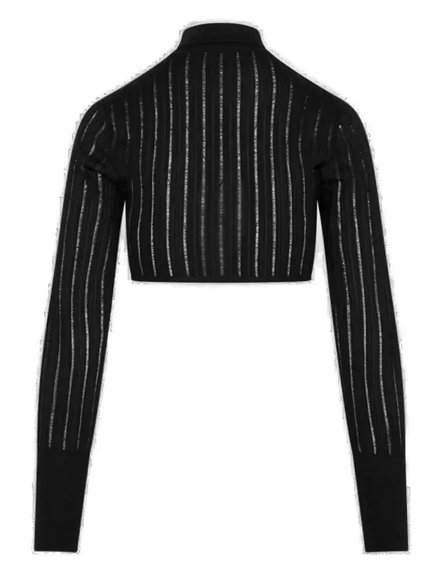 Ribbed Knit Cropped Cardigan Top - Tops