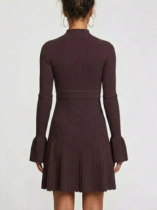 Chevron Knit Wool-Blend Short Dress - Dresses