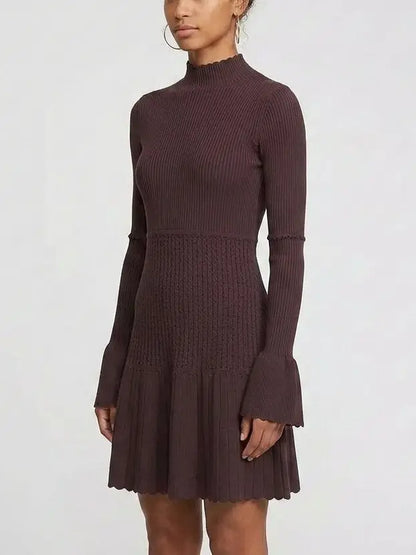 Chevron Knit Wool-Blend Short Dress - Dresses