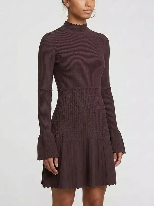 Chevron Knit Wool-Blend Short Dress - Dresses