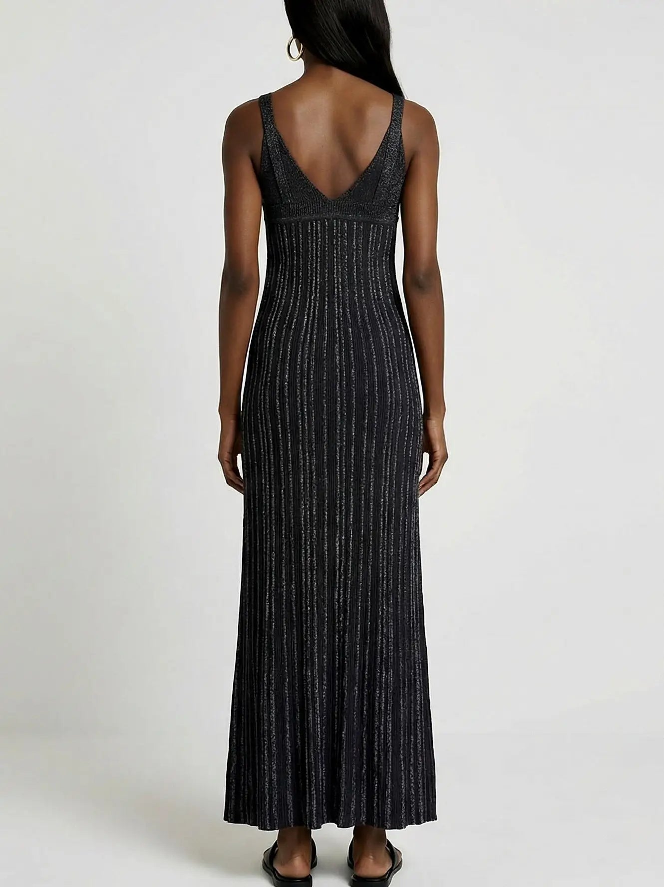Ribbed Knit Sleeveless Maxi Dress with Empire Waist - Dresses