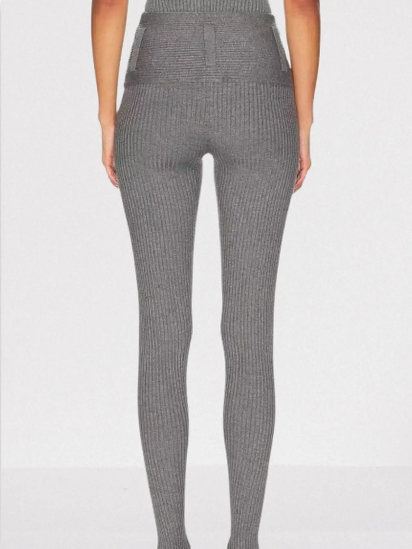 Ribbed Polo Bodysuit and Matching Belted Pant Set - Suits & Sets