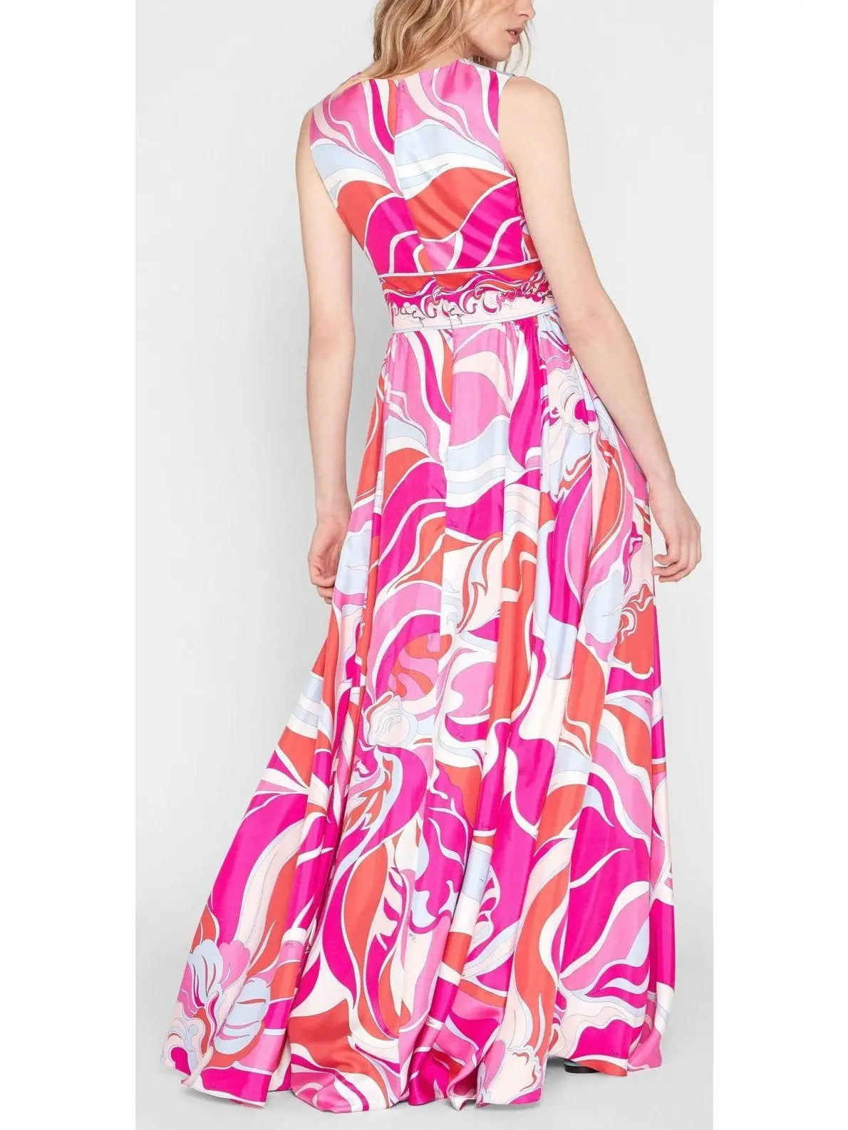 Riviera Print Silk Twill Evening Dress - Branna Couture