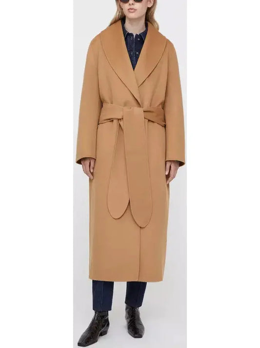 Robe Wrap Coat in Camel - Branna Couture