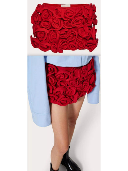 Rose Detail Mini Skort in Red - Branna Couture