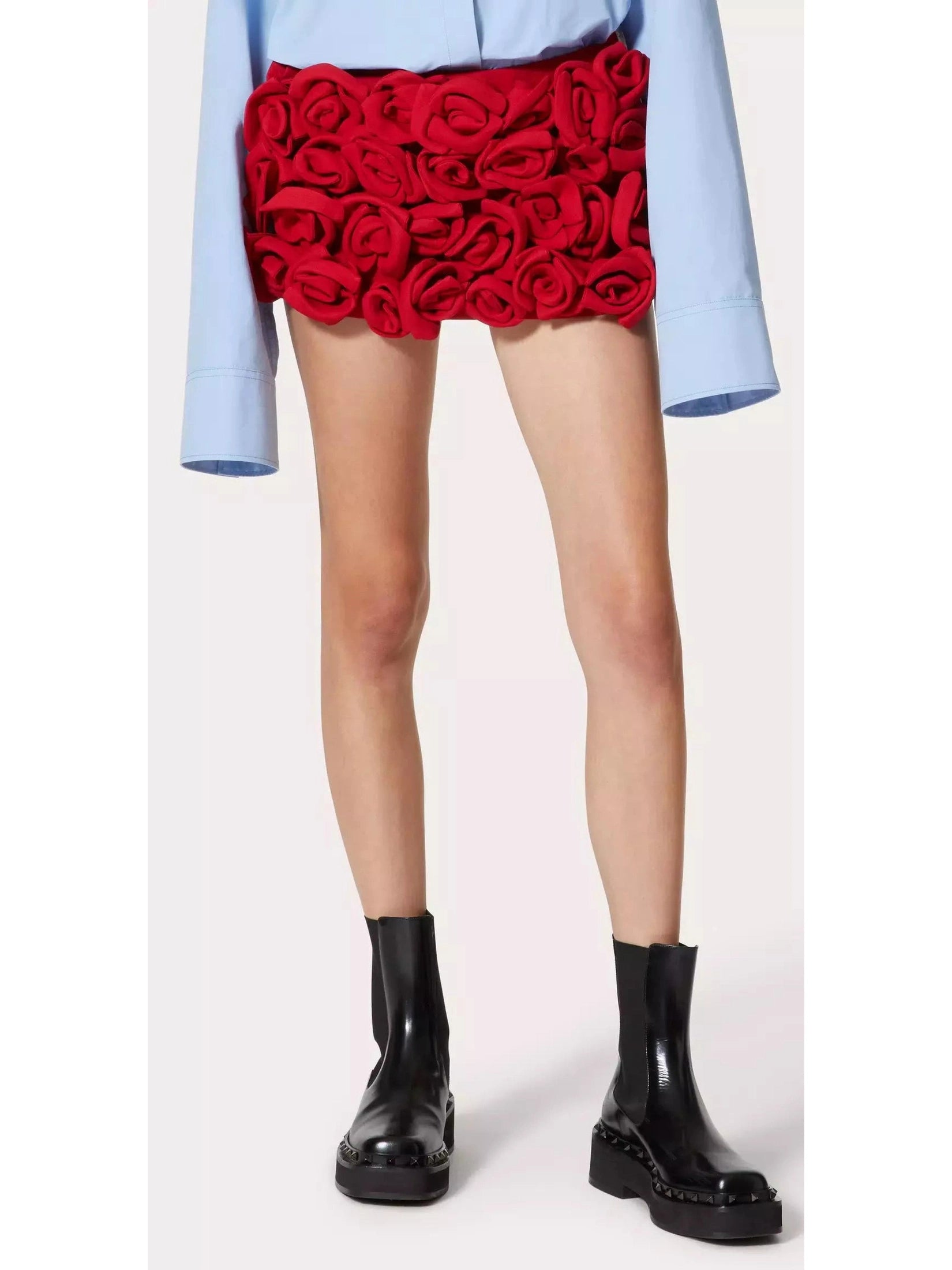 Rose Detail Mini Skort in Red - Branna Couture