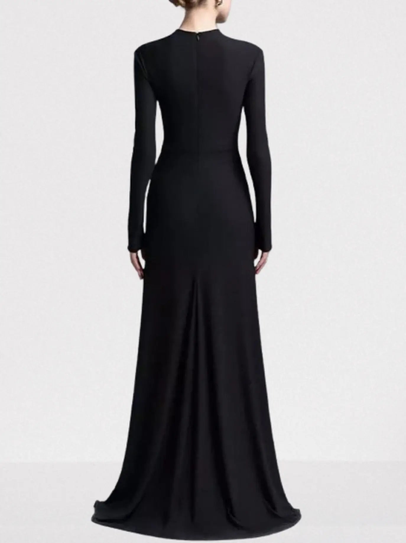 Rose-Embellished Gathered Sheath Gown - Dresses