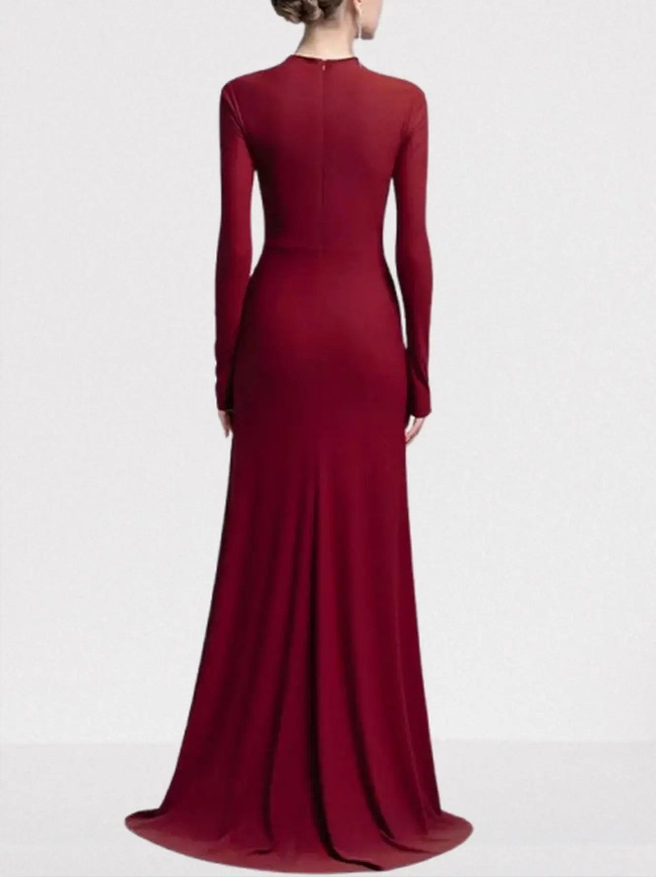 Rose-Embellished Gathered Sheath Gown - Dresses