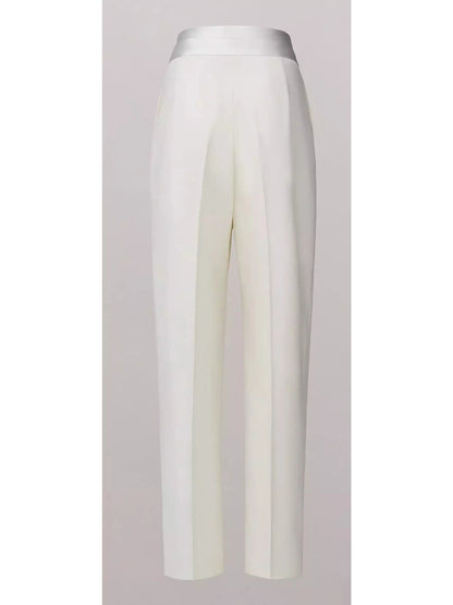 Rose Wrapped Cotton Pants in White - Branna Couture