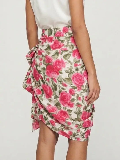 Beige Cargo Cotton Saharienne Safari Style Knee-Length Skirt - Skirts