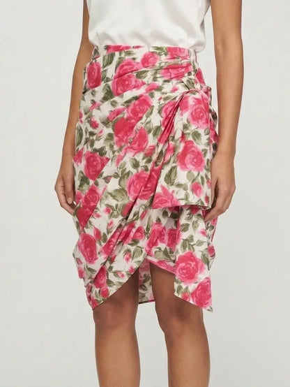 Beige Cargo Cotton Saharienne Safari Style Knee-Length Skirt - Skirts