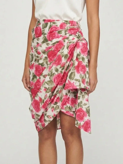 Beige Cargo Cotton Saharienne Safari Style Knee-Length Skirt - Skirts