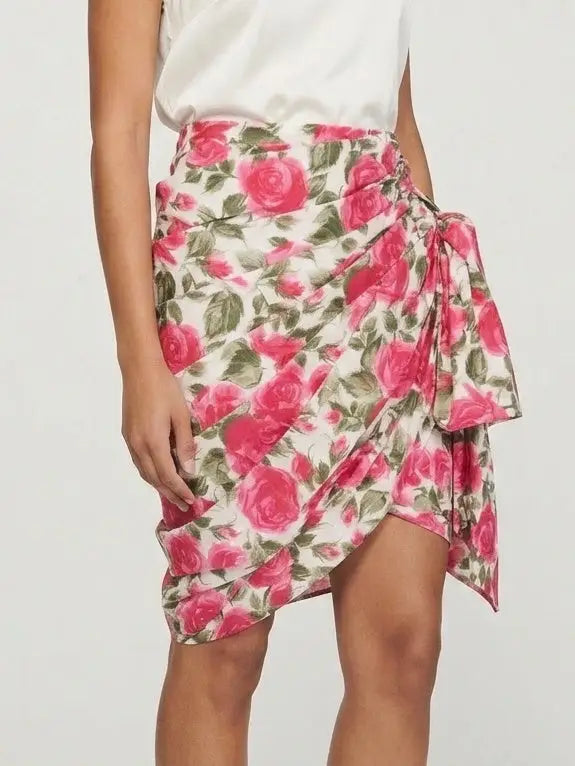 Beige Cargo Cotton Saharienne Safari Style Knee-Length Skirt - Skirts