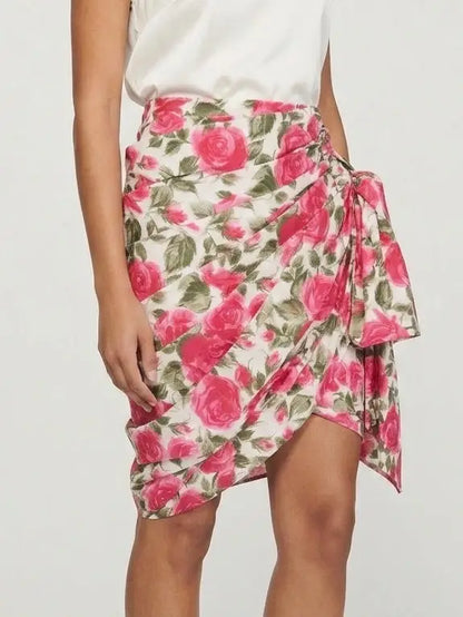 Beige Cargo Cotton Saharienne Safari Style Knee-Length Skirt - Skirts