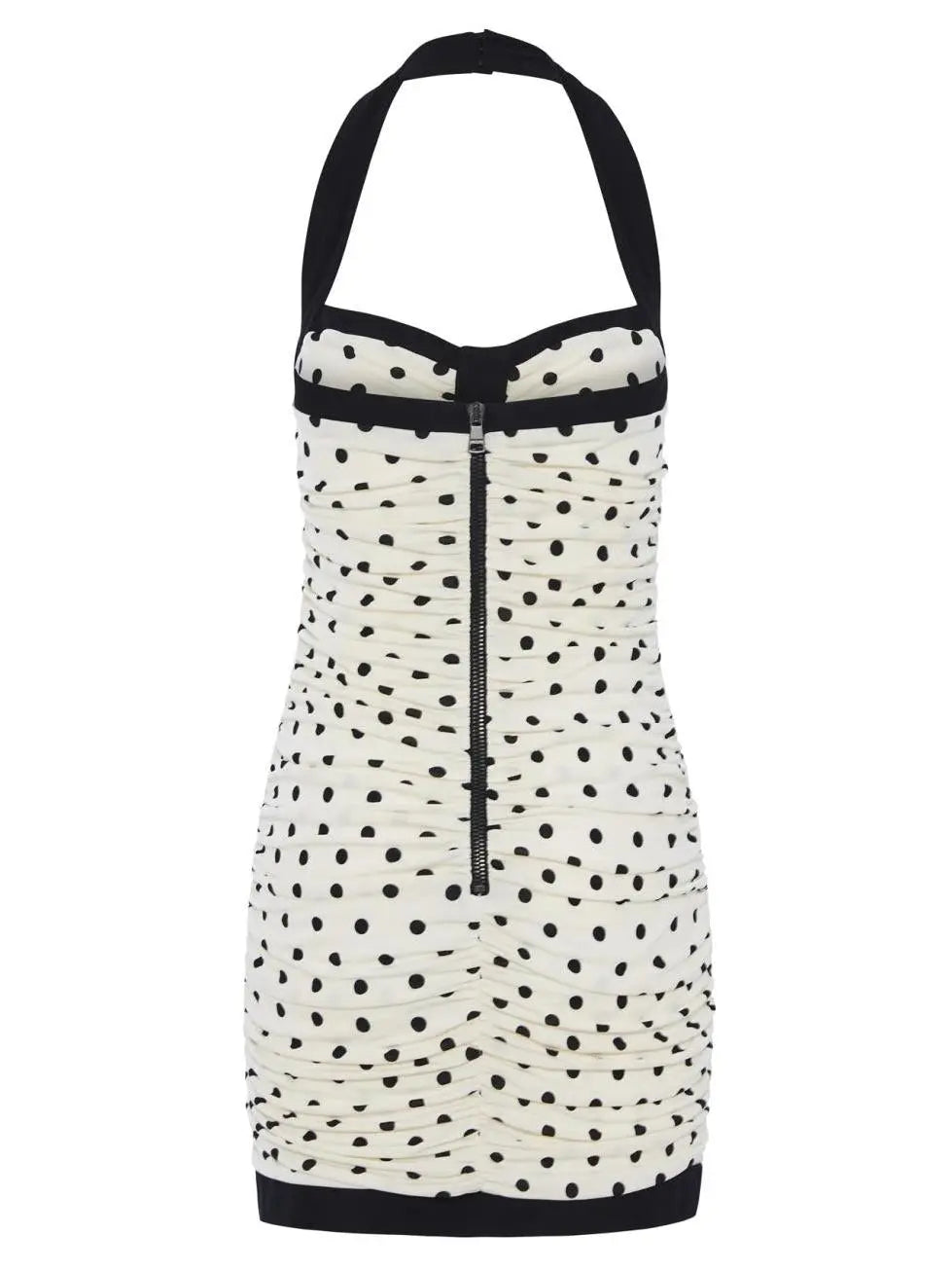 Ruched Polka-Dot Crepe Mini Dress - Branna Couture