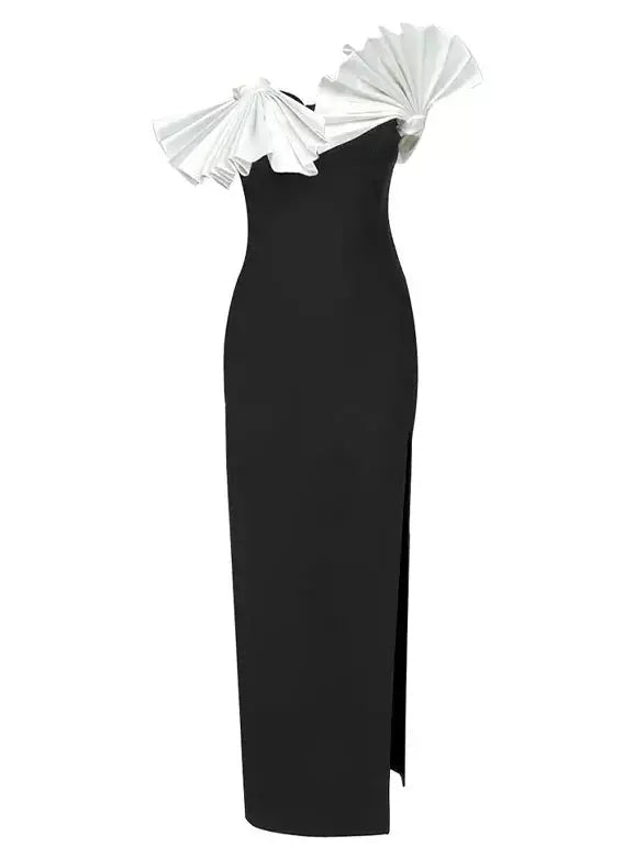 Ruffle-Detailed Two-Tone Dress - Branna Couture