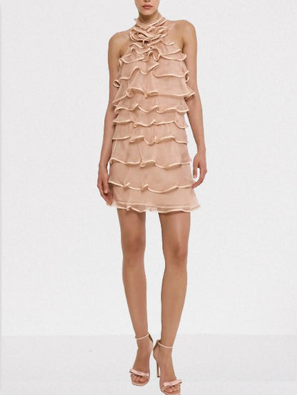 Ruffle Tiered Backless Mini Dress - Small - Dresses