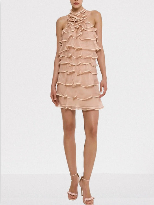 Ruffle Tiered Backless Mini Dress - Small - Dresses