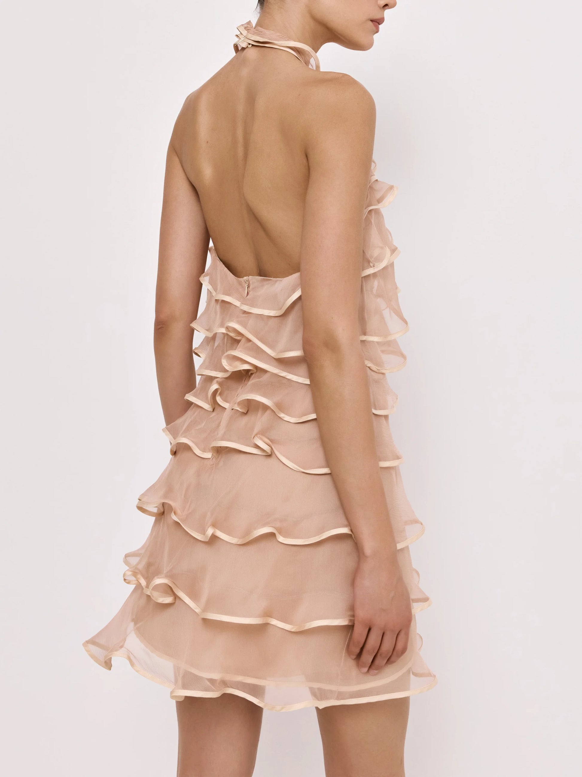 Ruffle Tiered Backless Mini Dress - Dresses