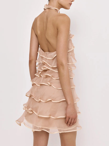 Ruffle Tiered Backless Mini Dress - Dresses