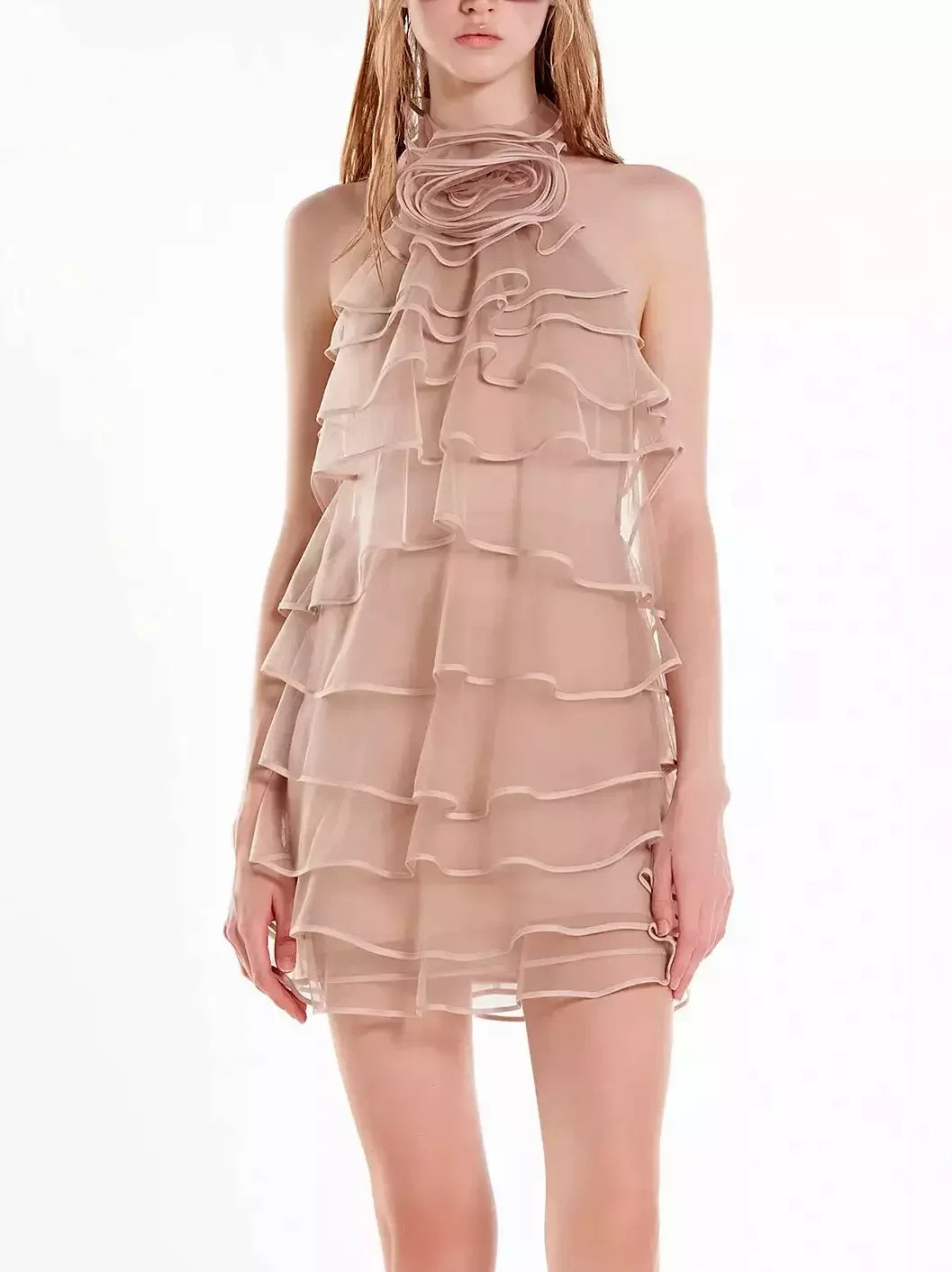 Ruffle Tiered Backless Mini Dress - Dresses