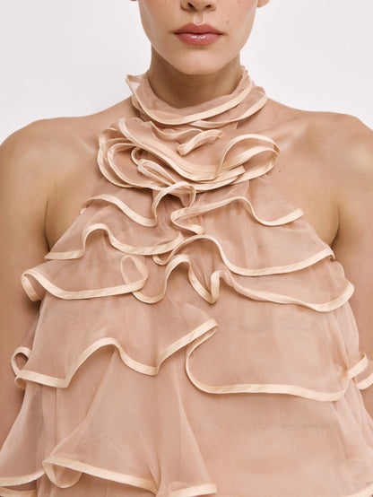 Ruffle Tiered Backless Mini Dress - Dresses