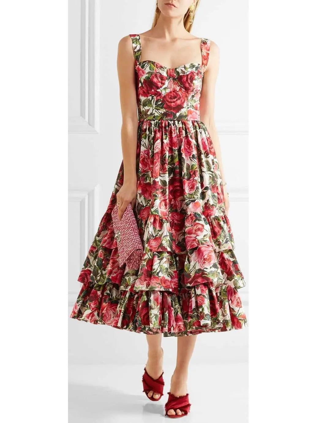 Ruffled Floral-Print Cotton-Poplin Dress - Branna Couture