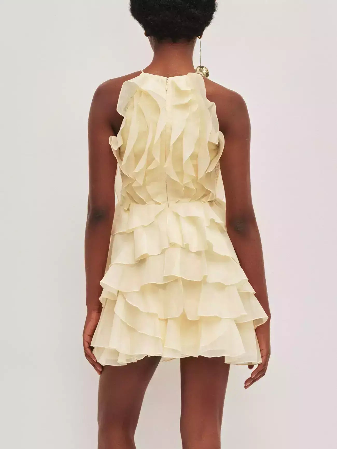 Ruffled Halter Tiered Chiffon Mini Dress - Dresses
