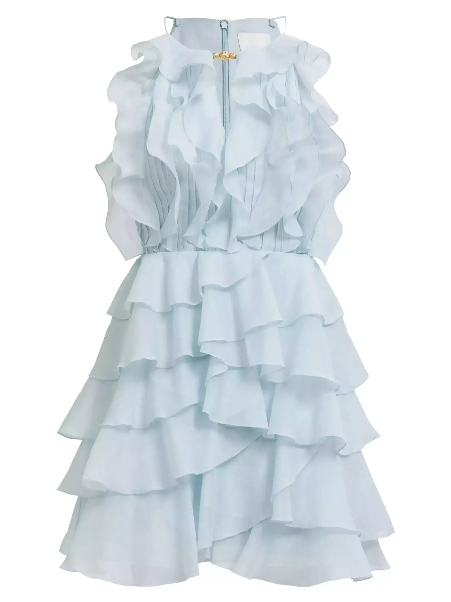 Ruffled Halter Tiered Chiffon Mini Dress - Dresses