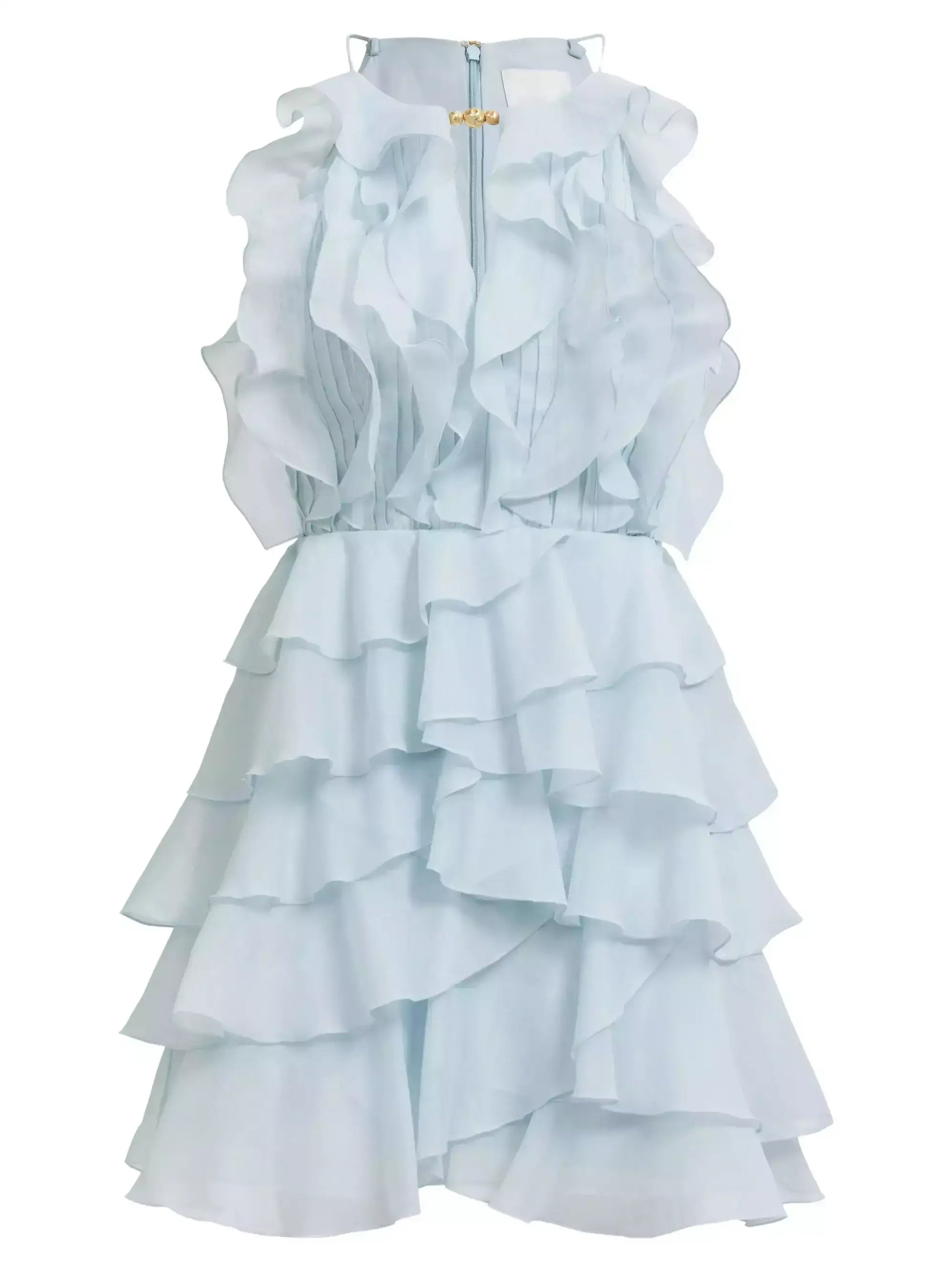 Ruffled Halter Tiered Chiffon Mini Dress - Dresses