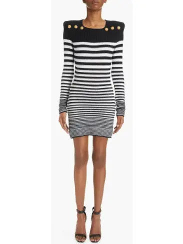 Sailor-Style Striped Knit Dress - Branna Couture