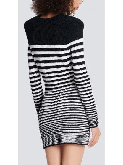 Sailor-Style Striped Knit Dress - Branna Couture