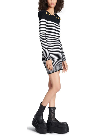 Sailor-Style Striped Knit Dress - Branna Couture