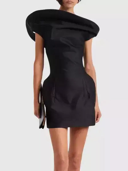 Sculptural Off-Shoulder Mini Dress - Dresses