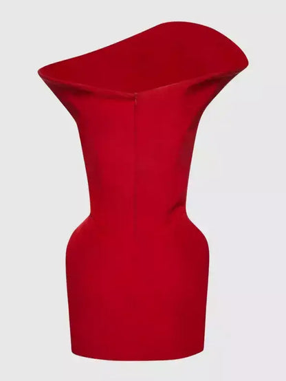 Sculptural Off-Shoulder Mini Dress - Dresses
