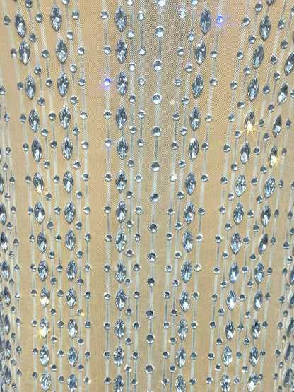 Sculptured Nude Rhinestone-Embellished Gown - Dresses